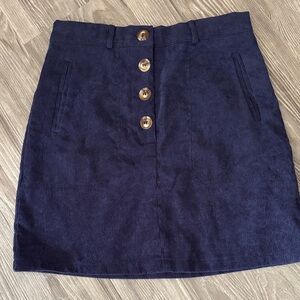 Navy Button-Front Women's Skirt